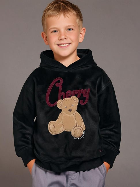 Cherry Crumble By Nitt Hyman Kids Black Embroidered Hoodie-picture-34