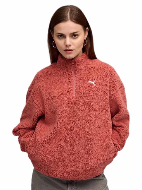 Puma Exotic Red Essentials Elevated Half-Zip Comfort fit Sweatshirt