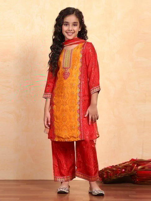 BIBA Girls Multicolored Printed Suit Set-picture-24