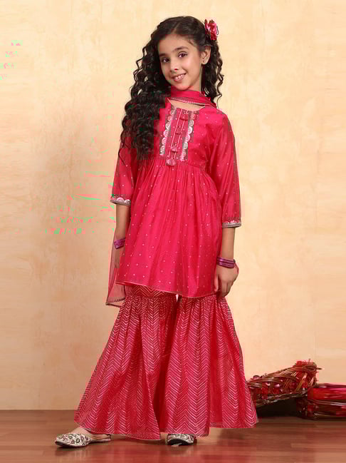 BIBA Girls Pink Printed Suit Set-picture-42