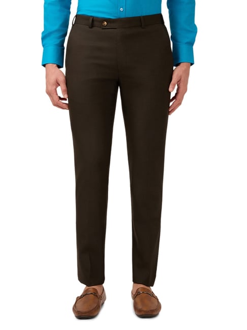 Park Avenue Brown Slim Fit Formal Trosuers-picture-38