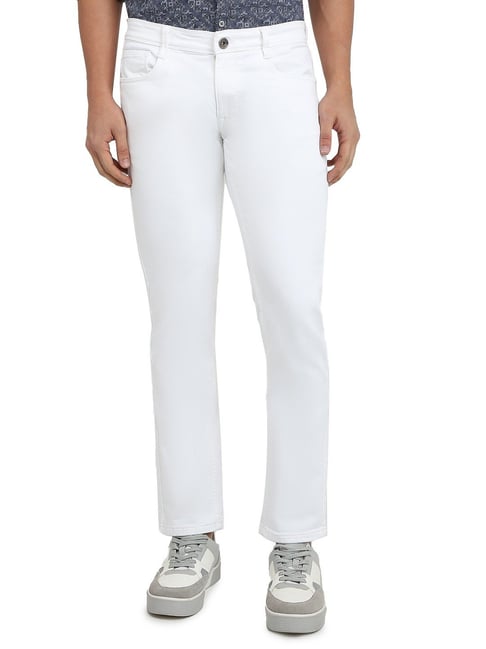 Parx White Cotton Slim Fit Jeans-picture-44