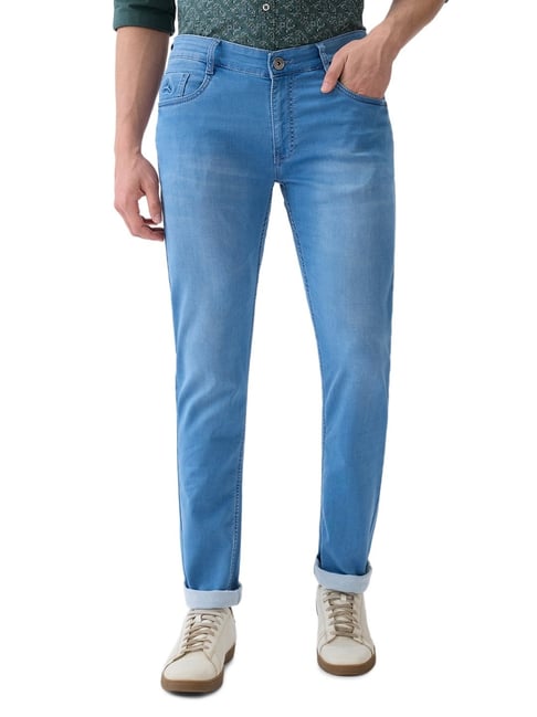 Parx Medium Blue Cotton Slim Fit Jeans-picture-18