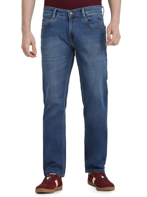 Parx Dark Blue Cotton Slim Fit Jeans