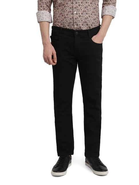 Parx Black Cotton Slim Fit Jeans