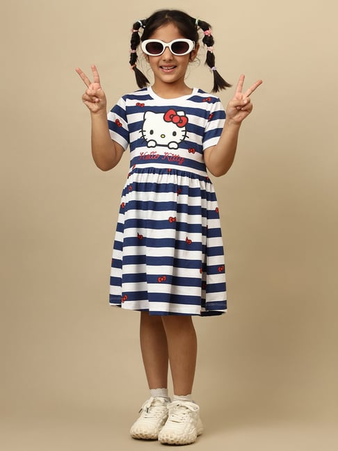 Kidsville Girls Multi Hello Kitty Print Regular Fit Dress