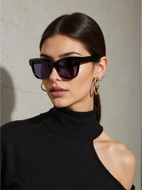 Ted Smith Black UV Protection Square Sunglasses for Women-picture-31