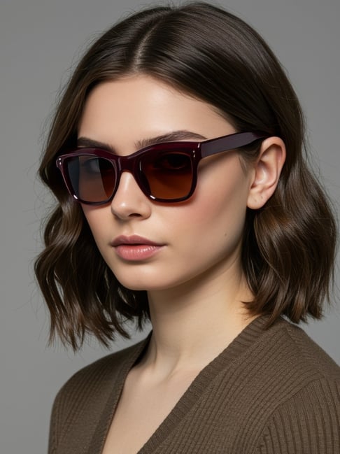 Ted Smith Brown UV Protection Square Sunglasses for Women-picture-10