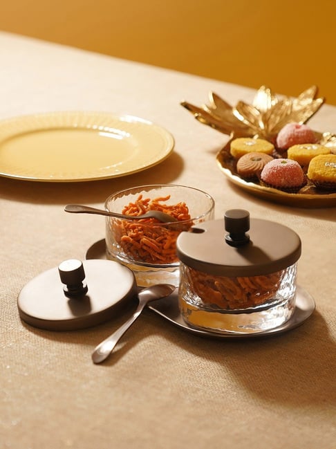 Pure Home and Living Brown Glass Hammered Condiment Jars - Set of 2-picture-21