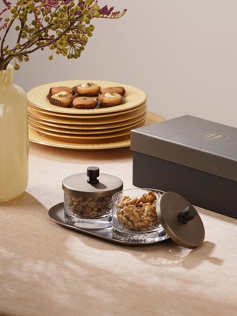 Pure Home and Living Brown Glass Hammered Condiment Jars - Set of 2-picture-20