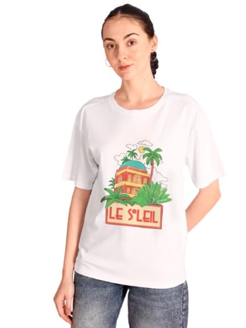 Bene Kleed White Cotton Graphic Oversized T-Shirt-picture-25