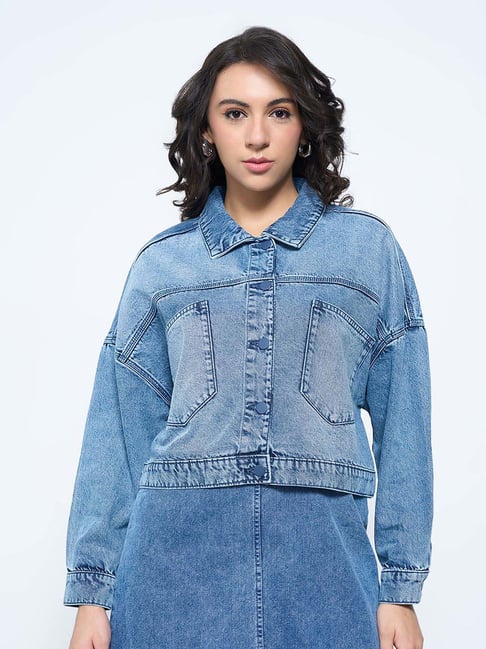 Sf Jeans By Pantaloons Blue Loose Fit Jacket-image-34