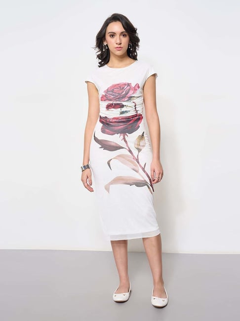 Honey By Pantaloons White Slim Fit Printed Dress-picture-33