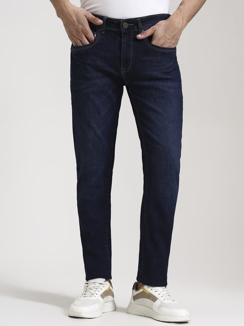 JadeBlue Dark Blue Cotton Tailored Fit Jeans-picture-15