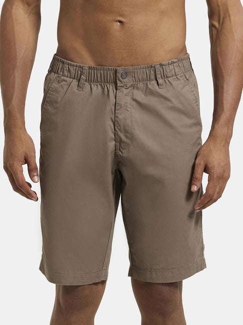 Jockey 1203 Brown Super Combed Mercerised Cotton Woven Straight Fit Shorts