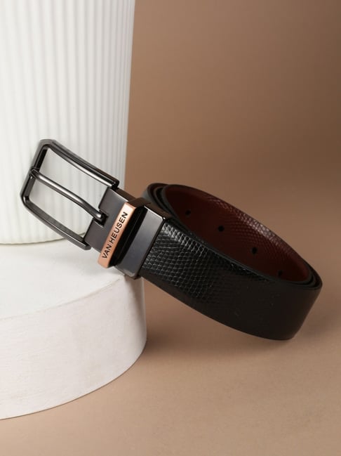 Van Heusen Black & Brown Textured Leather Reversible Belt-picture-31