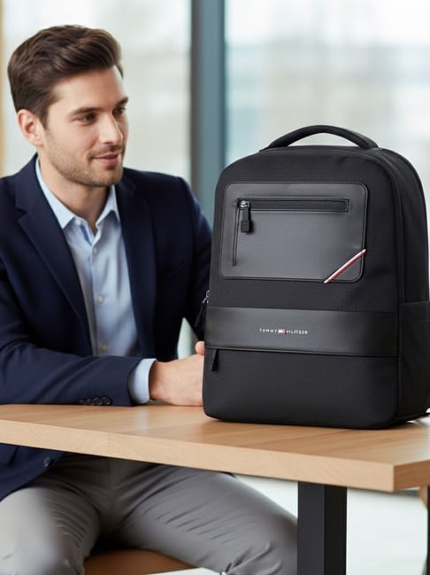 TOMMY HILFIGER Granite Grey & Black Blackburn Laptop Backpack