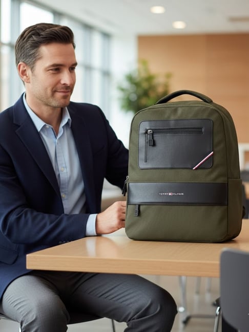 TOMMY HILFIGER Olive & Black Blackburn Laptop Backpack