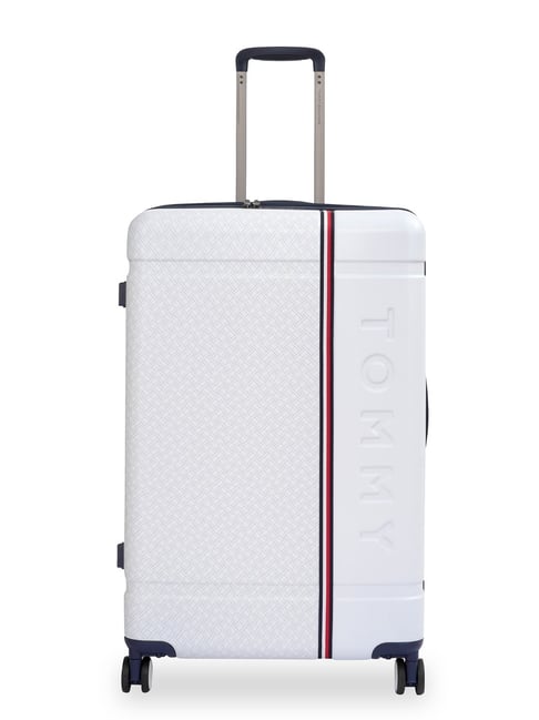 TOMMY HILFIGER White Millennia X Large Hard Sided Expandable Checked Luggage