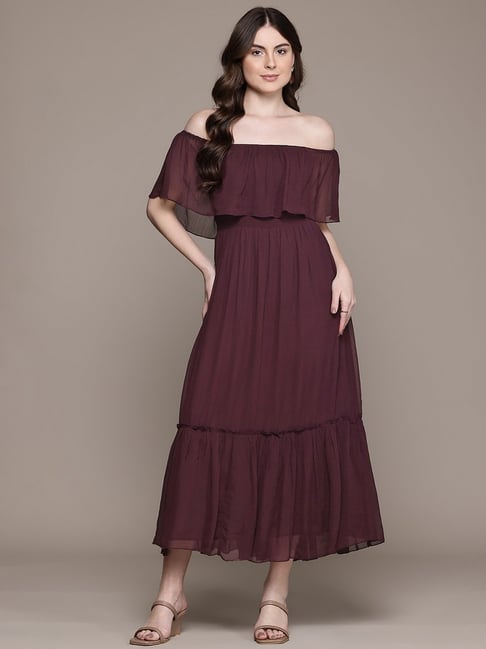 Label Ritu Kumar Brown Regular Fit Long Dress