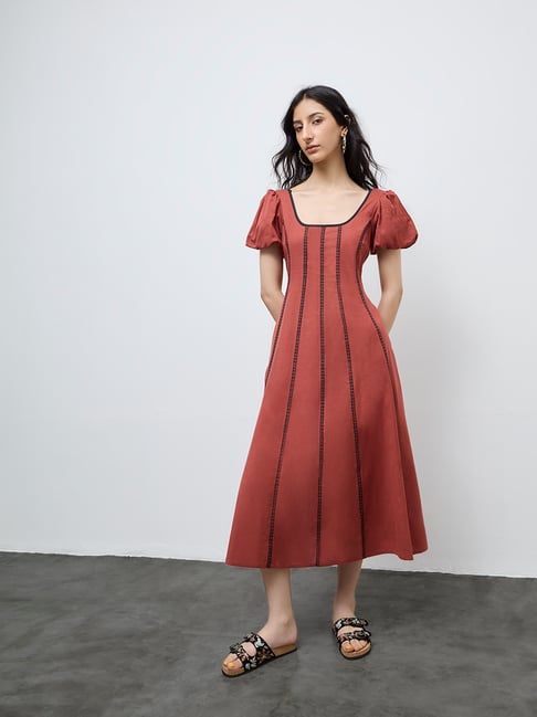 Women's Dresses Westside Cotton Dresses Bombay Paisley By Westside Red Striped Cotton-Blend A-Line Dress Women's Dresses Westside Cotton Dresses Bombay Paisley By Westside Red Striped Cotton-Blend A-Line Dress