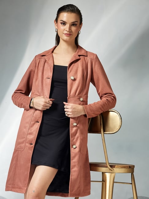 Miss Chase Dusty Peach Polyester Solid Jacket-picture-34