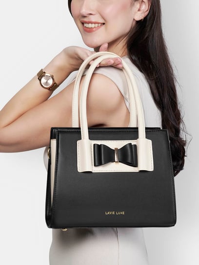 Buy Lavie Luxe Black LX Knot Md Satchel Handbag Online @ Tata CLiQ