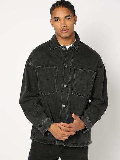 GAP Black Relaxed Fit Solid Jacket
