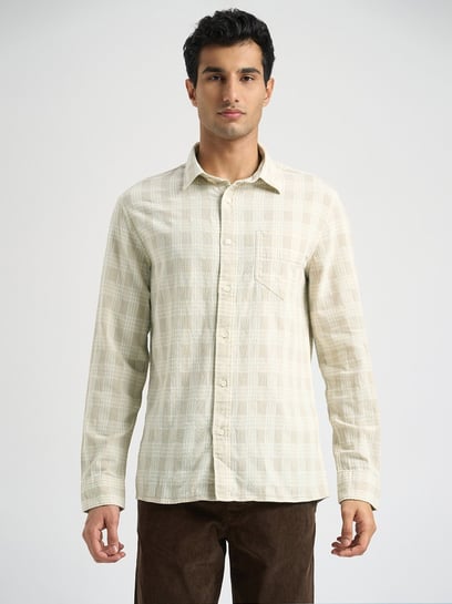 HUMAN MADE Check Shirt Beige S HUMAN MADE Logo-Appliquéd Checked