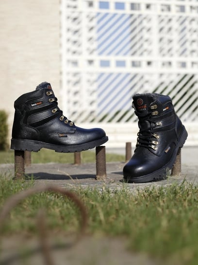 Bacca Bucci Men's 6 Inches Steel Toe Cap Black Snow Boots