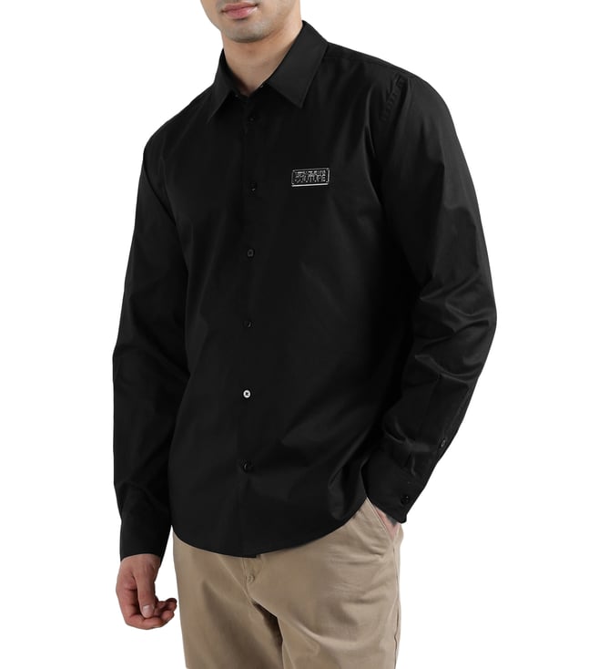 Versace Jeans Couture Black Regular Fit Solid Shirt
