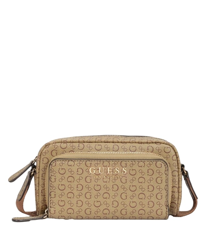 Guess Mocha Saffron Logo Cross Body Bag
