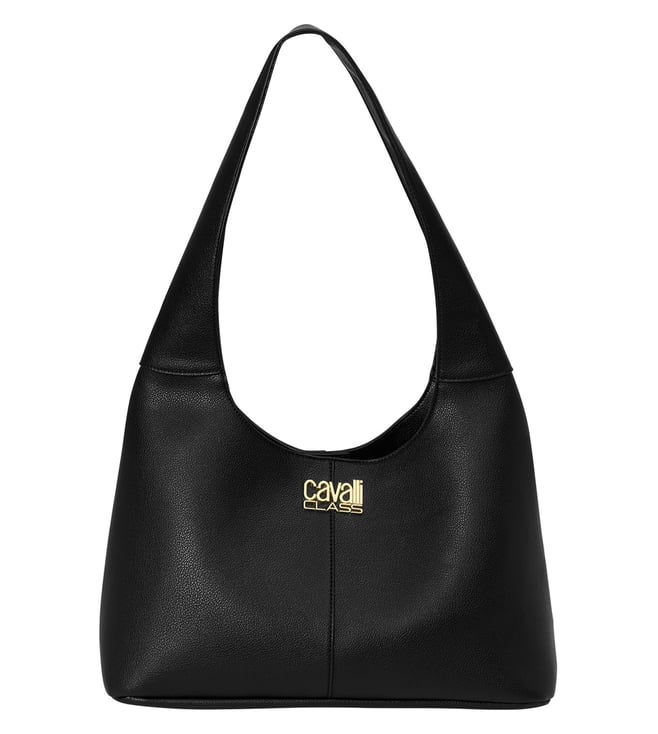 Cavalli Class Black CLARA Textured Medium Shoulder Bag