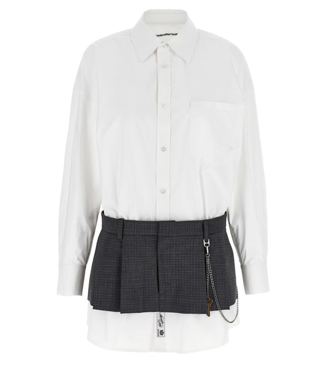 Alexander Wang White Pre-Styled Shirt W Chain Flared Fit Dress
