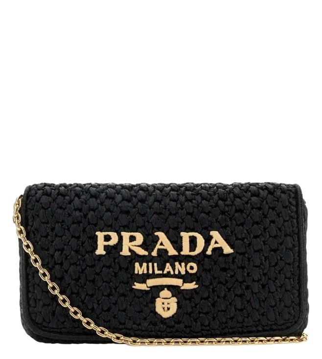 【関税&送料込】Prada Black Raffia Crossbody Bag Prada Black Raffia Cross Body Bag