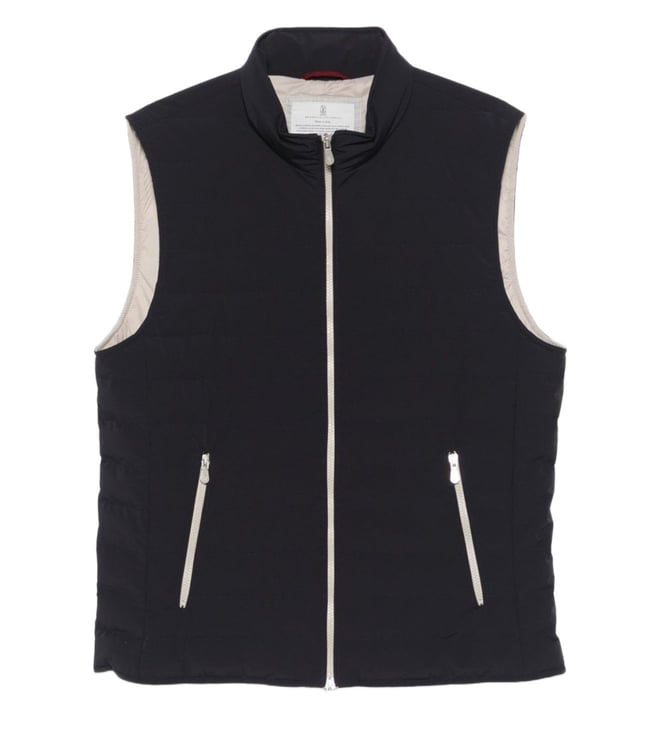 【関税&送料込】Brunello Cucinelli Piquet Sleeveless Down Ja Brunello Cucinelli Dark Blue Sleeveless Jacket