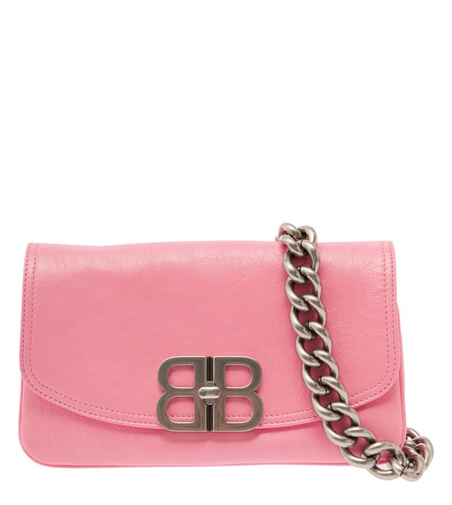 Balenciaga Pink Bb Soft Flap Leather Shoulder Bag