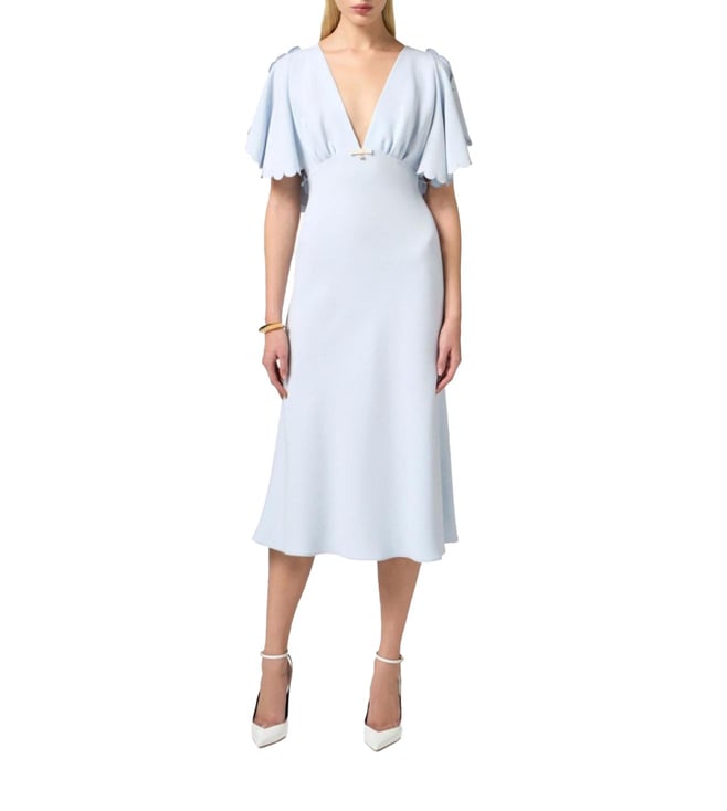 Elisabetta Franchi Sky Blue Crepe Midi Dress