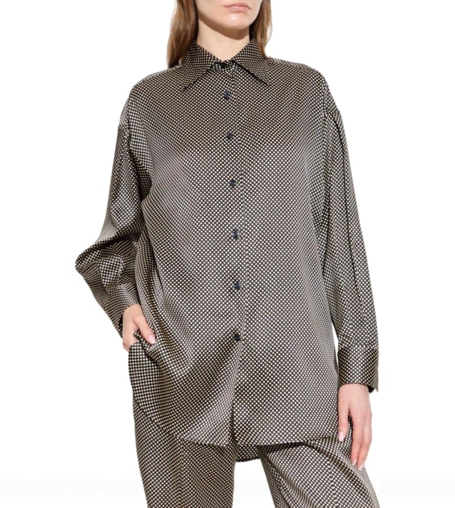 Tom Ford Black & White Polka Dot Printed Relaxed Fit Shirt Tom Ford Black & White Polka Dot Printed Relaxed Fit Shirt