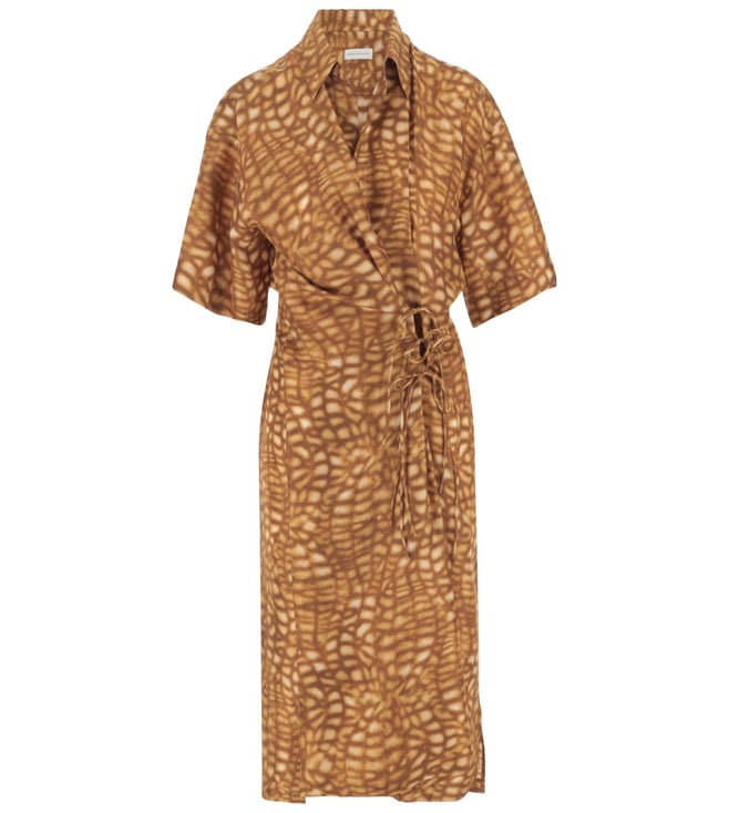 ワンピース Dries van noten dress Dries Van Noten Beige Long Printed Regular Fit Dress