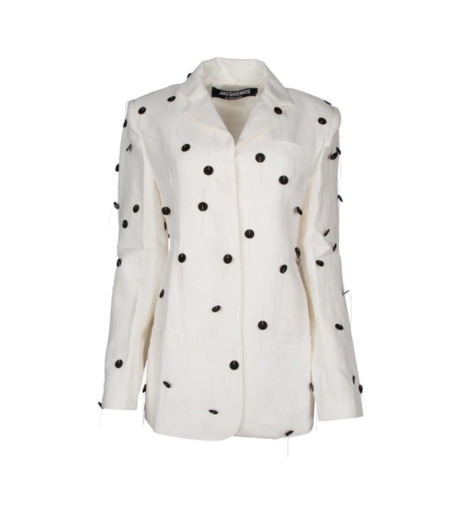 Jacquemus White La Veste Caraco Brodae Embellished Blazer