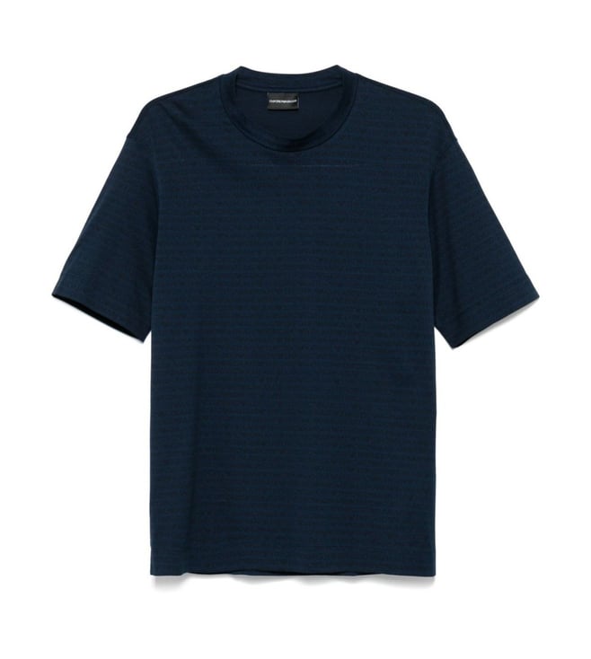 Emporio Armani Navy Blue Logo Jacquard T-Shirt Emporio Armani Navy Blue Logo Jacquard T-Shirt