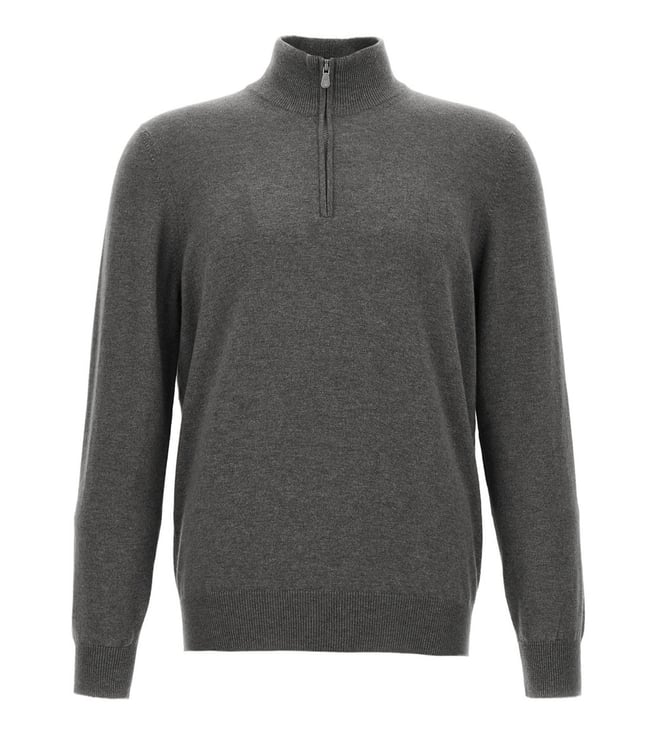 Brunello Cucinelli Charcoal Half-Zip Sweater