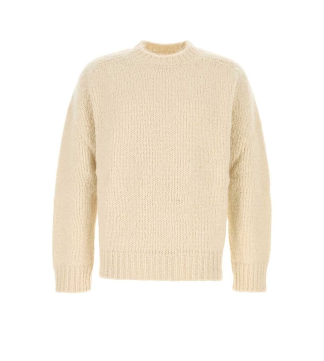 Jil Sander Ivory Off White Textured Knitted Sweater