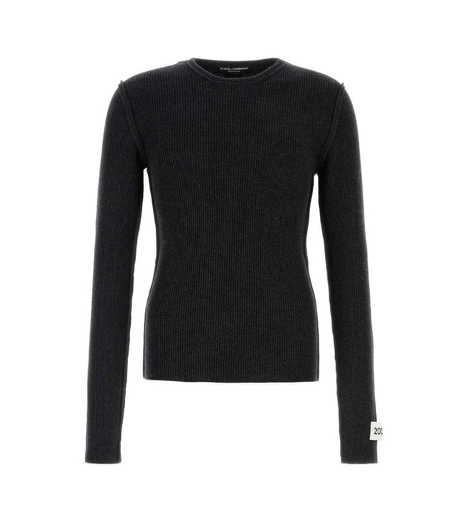 Dolce & Gabbana Black Slate Wool Blend Sweater
