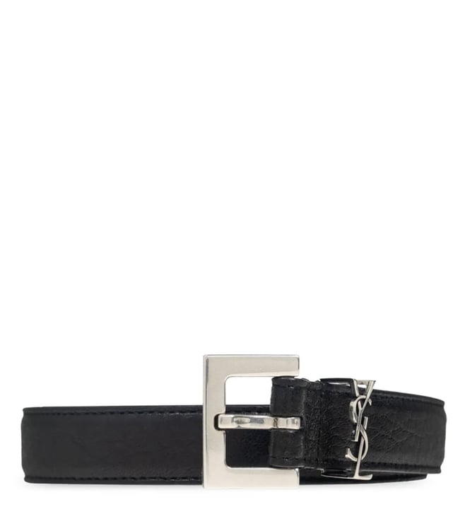 Saint Laurent Black Logo Buckle Belt