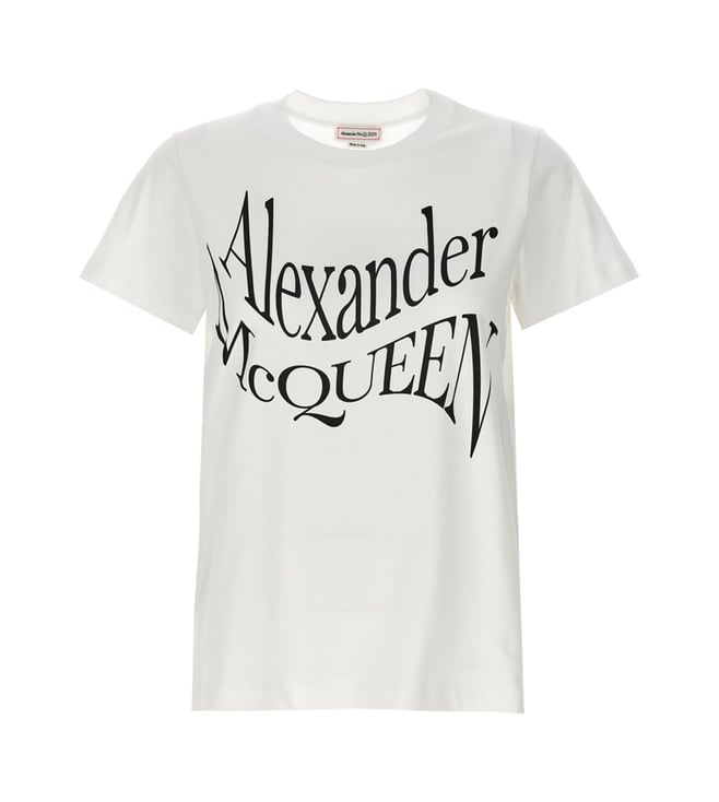 Alexander Mcqueen White Logo Printed T-Shirt