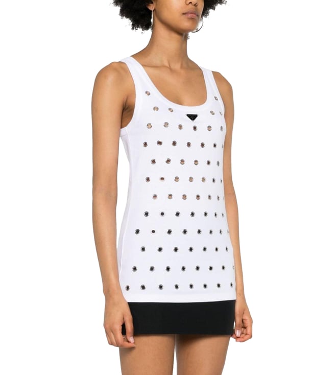 Prada White Cotton Tank Top