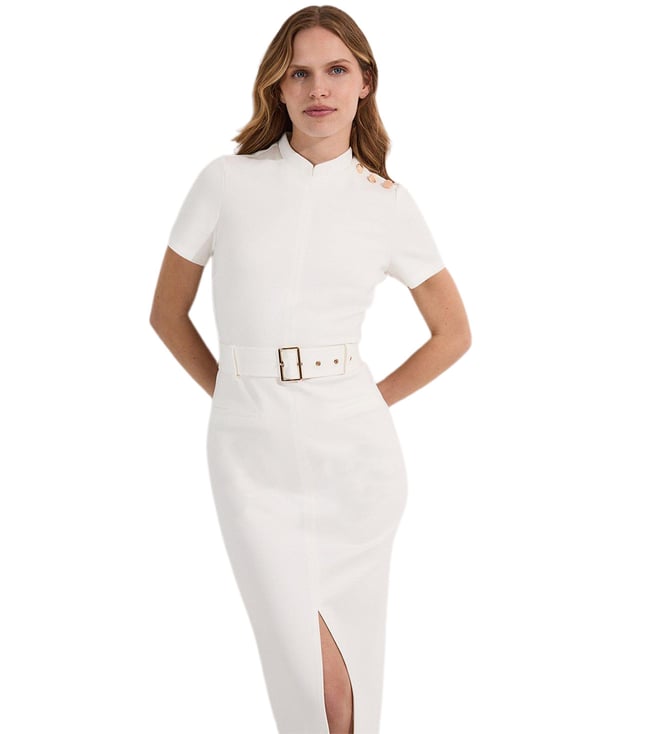 alice and olivia black and white dress Chara Long Sleeve Pleated Dress With Collar Black & Off White