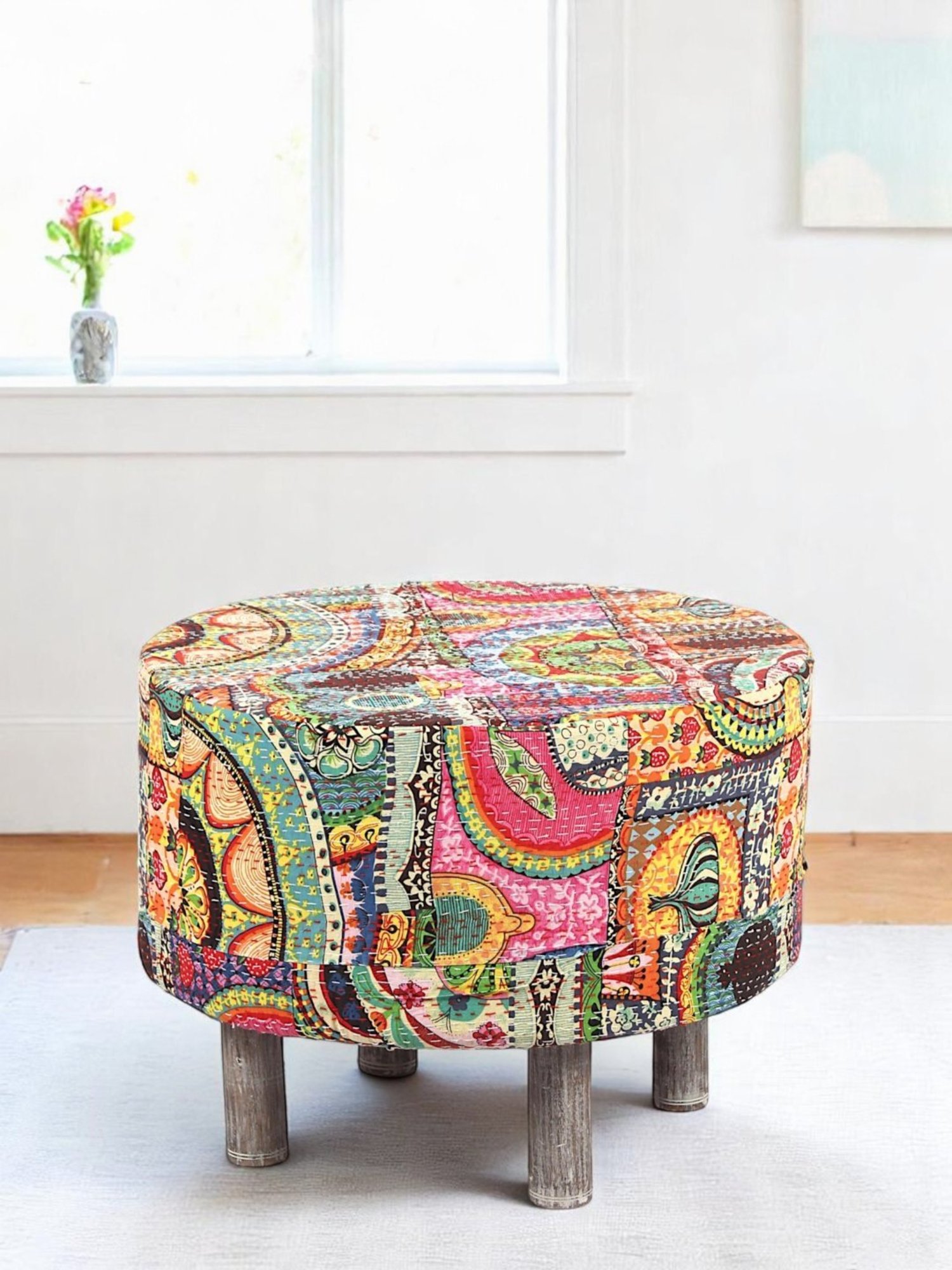Buy Ikiriya Rosslyn Multicolor Wood Ottoman at Best Price @ Tata CLiQ